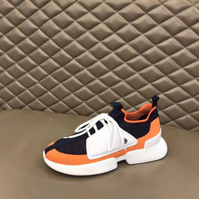 Black Orange & White Knit-Look Sneakers