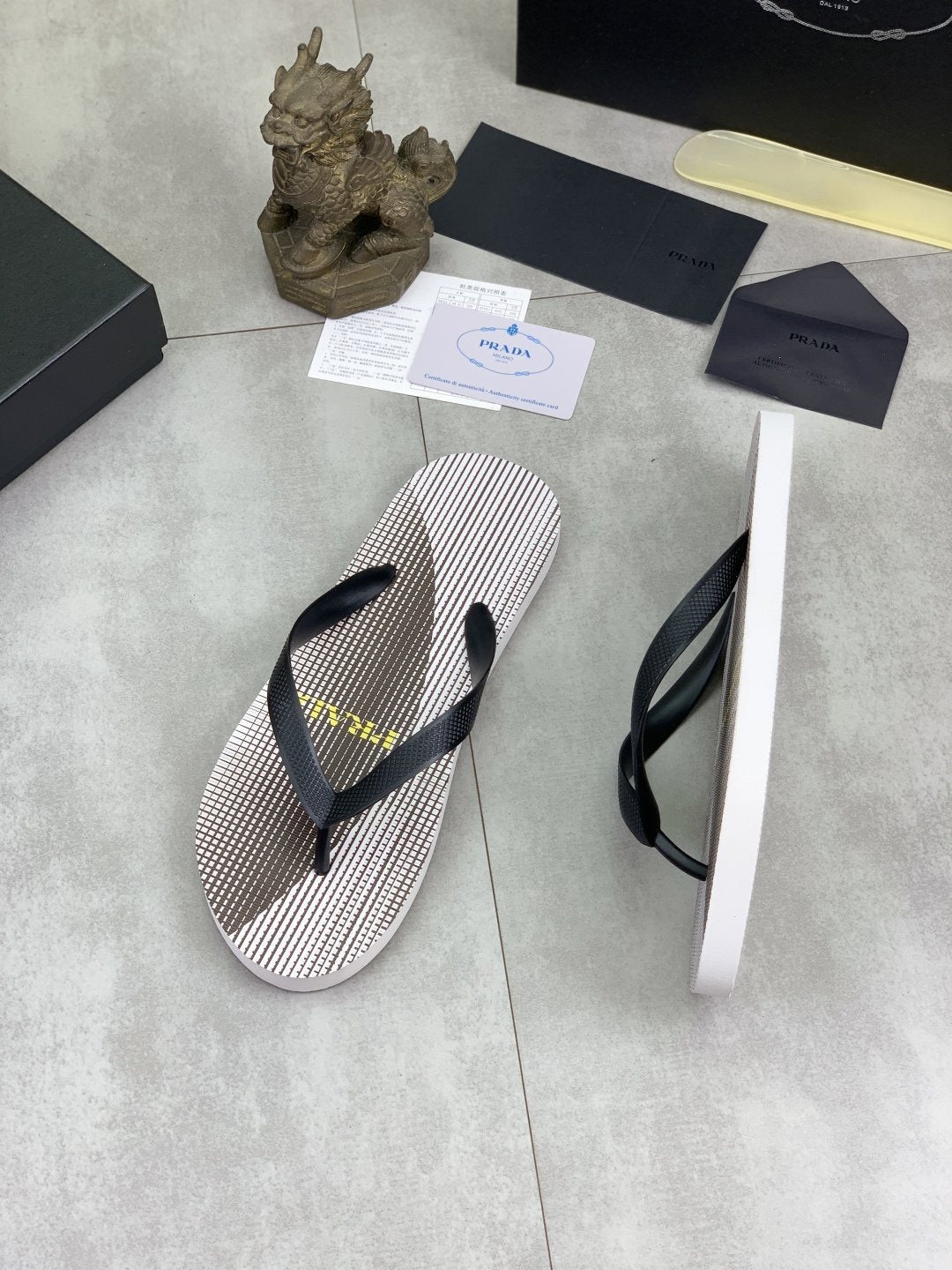 Prada Striped Thong Flip-Flops