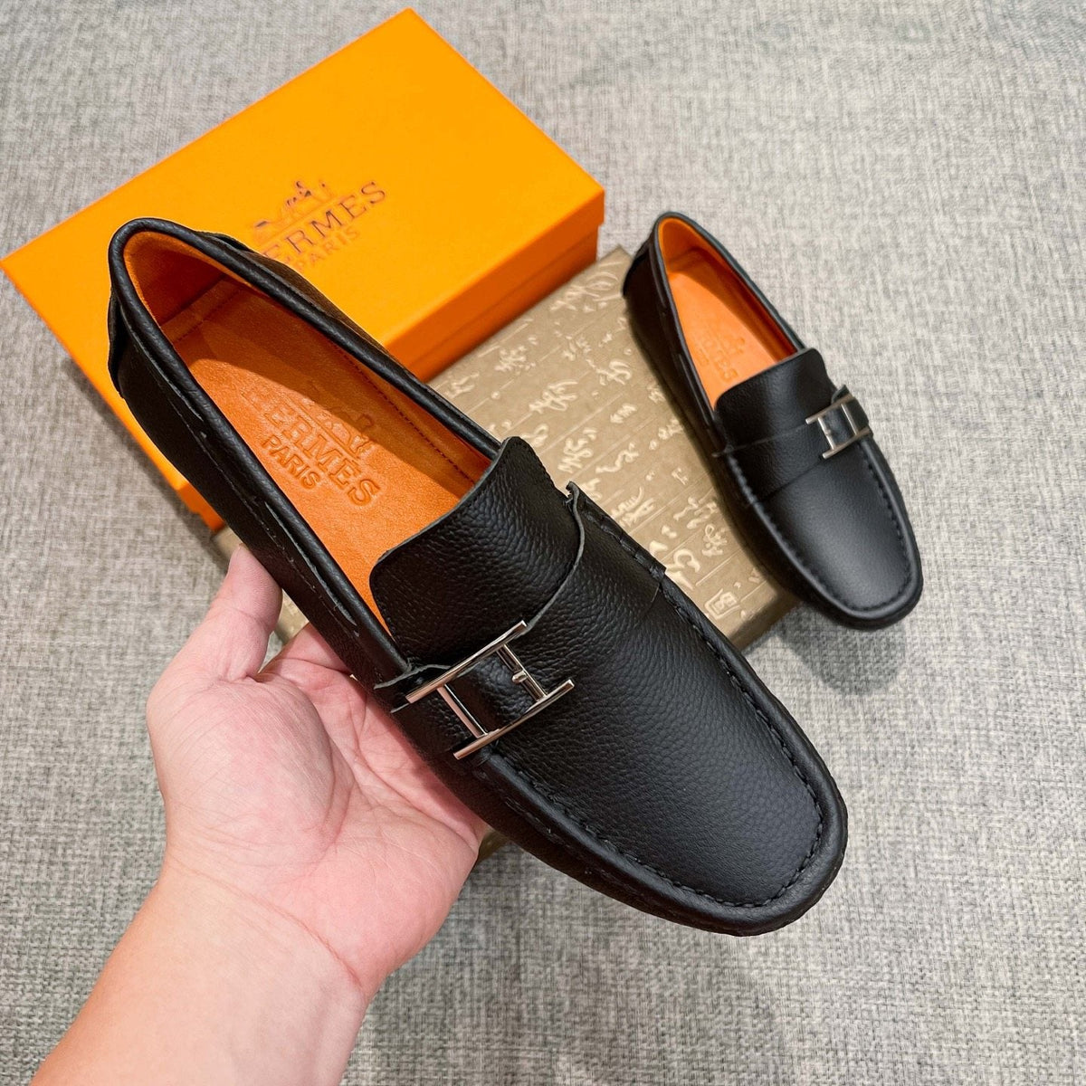 Hermès Black Bar Loafers