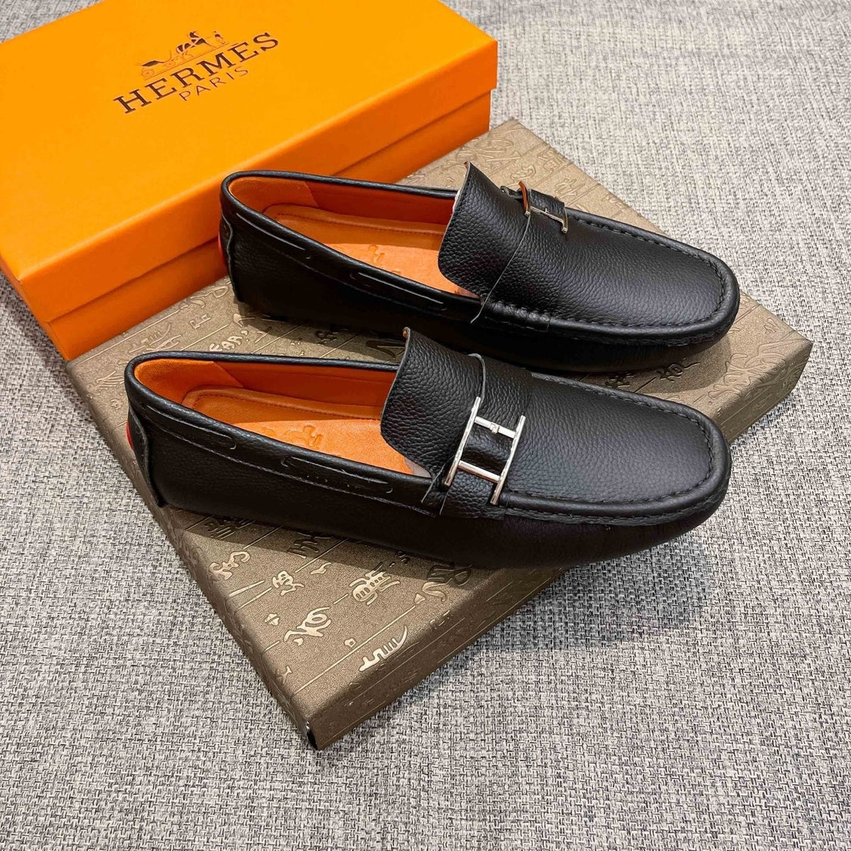 Hermès Black Bar Loafers