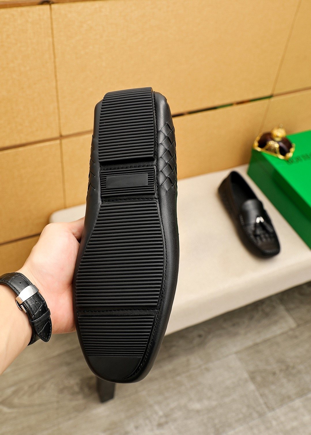 Bottega Veneta Black Tassel Woven Loafers