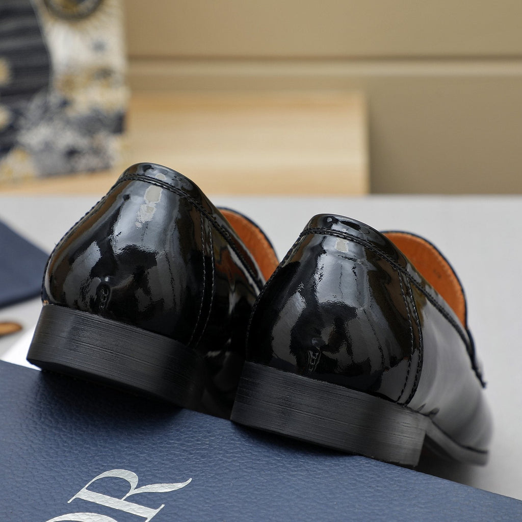 Dior Men's Black Embossed Buckle Loafers