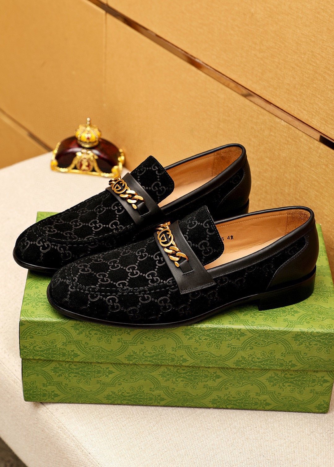 Gucci Black Patterned Loafers