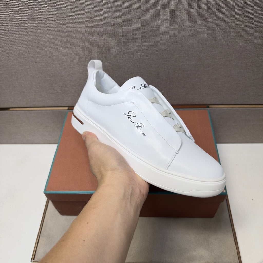 Loro Piana White Band-Detail Low-Top Sneakers
