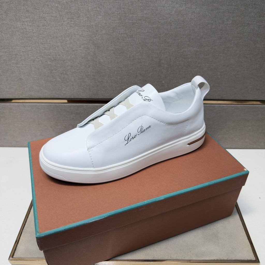 Loro Piana White Band-Detail Low-Top Sneakers