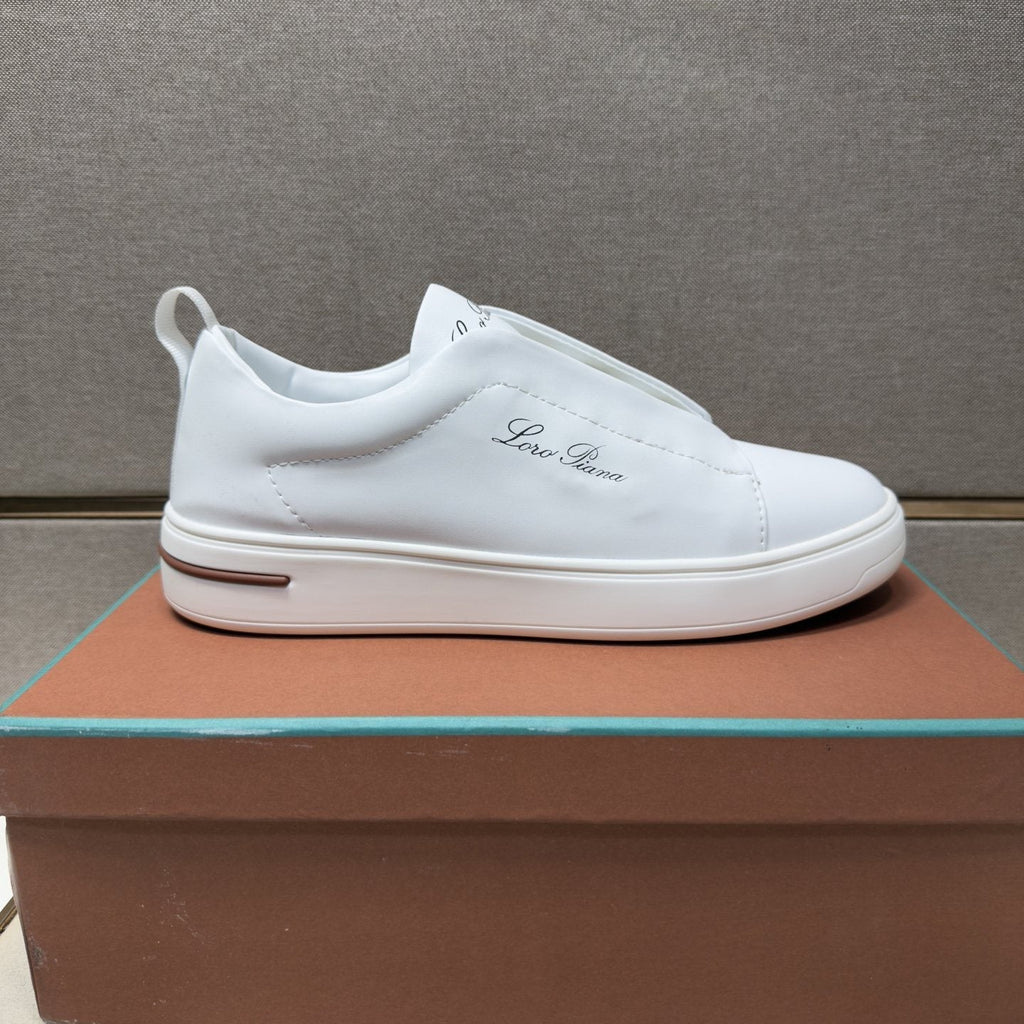 Loro Piana White Band-Detail Low-Top Sneakers