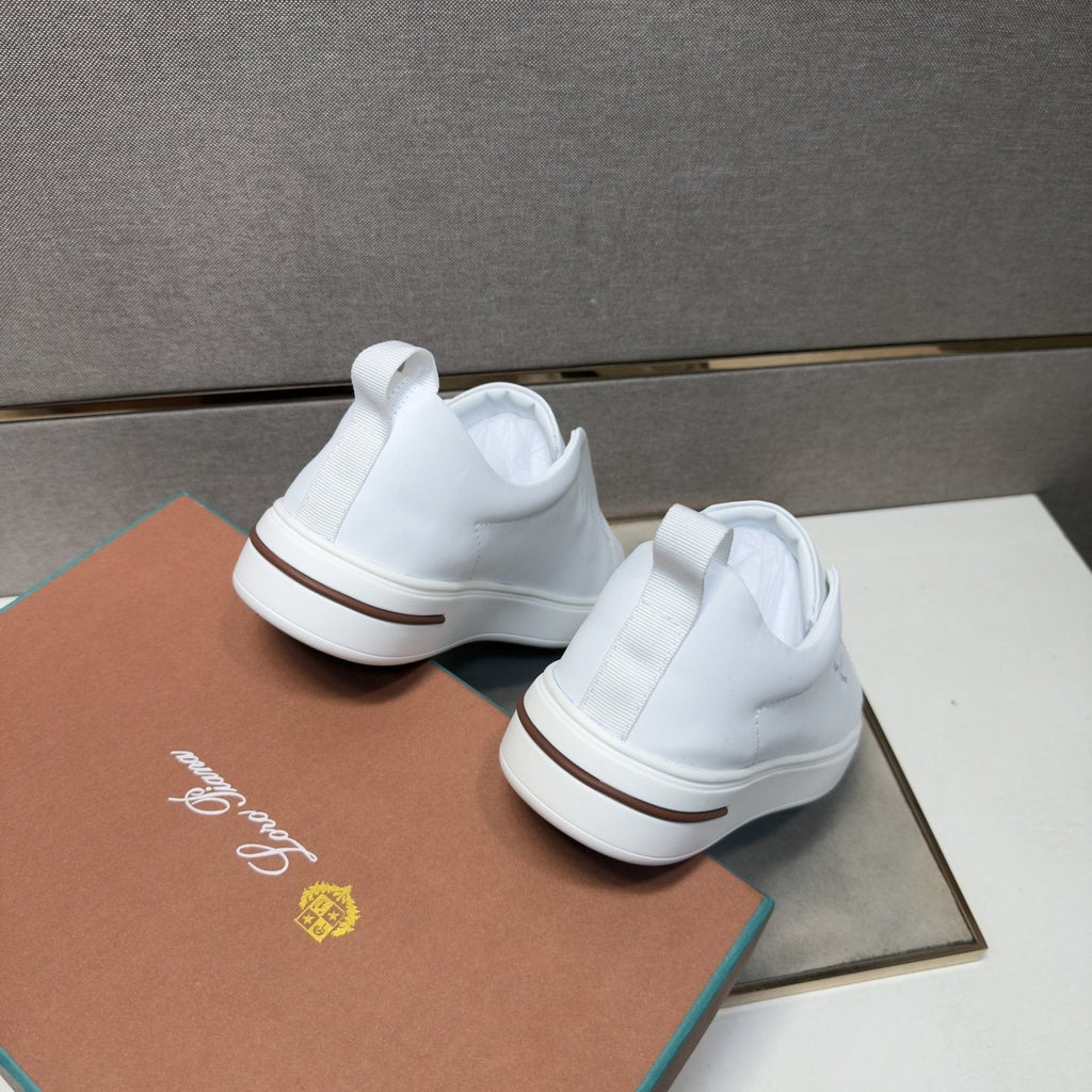 Loro Piana White Band-Detail Low-Top Sneakers
