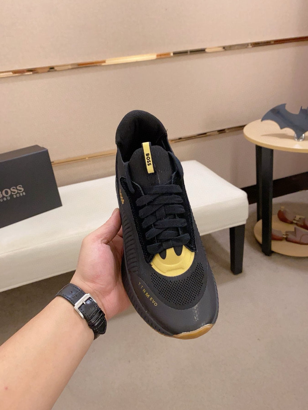 BOSS Men's Knit Lace-Up Sneakers