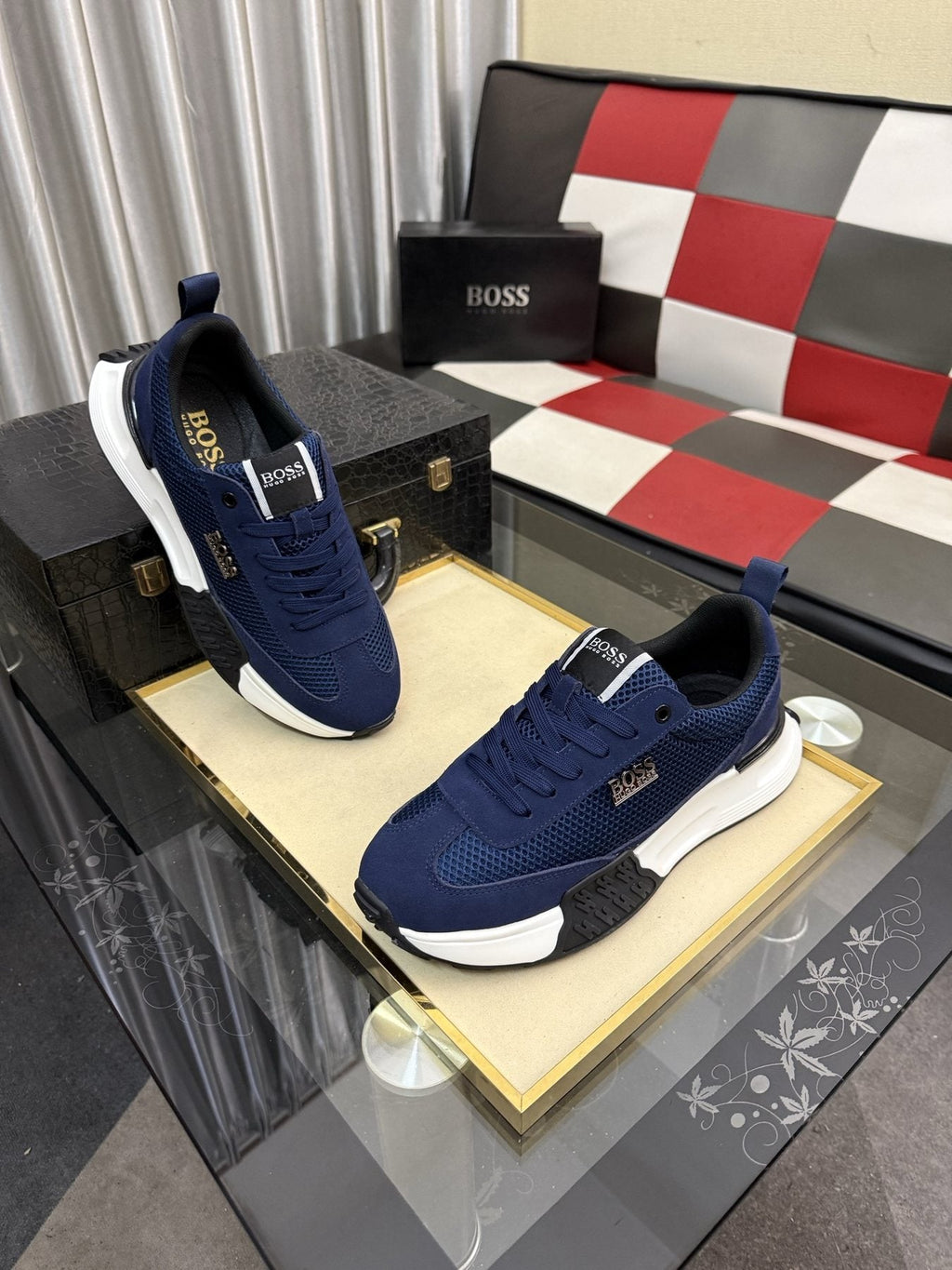 BOSS Men's Mesh Low-Top Sneakers