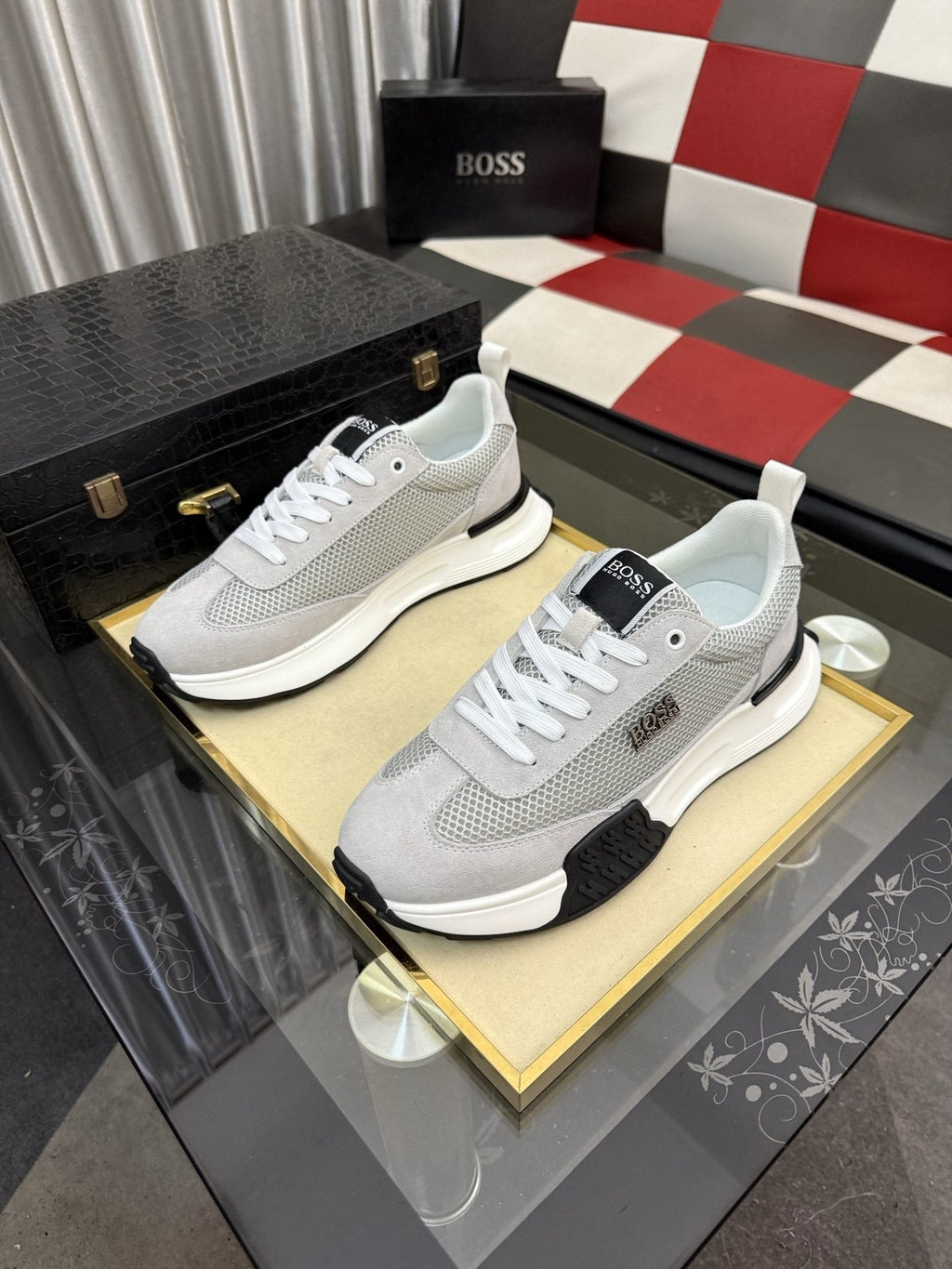 BOSS Men's Mesh Low-Top Sneakers