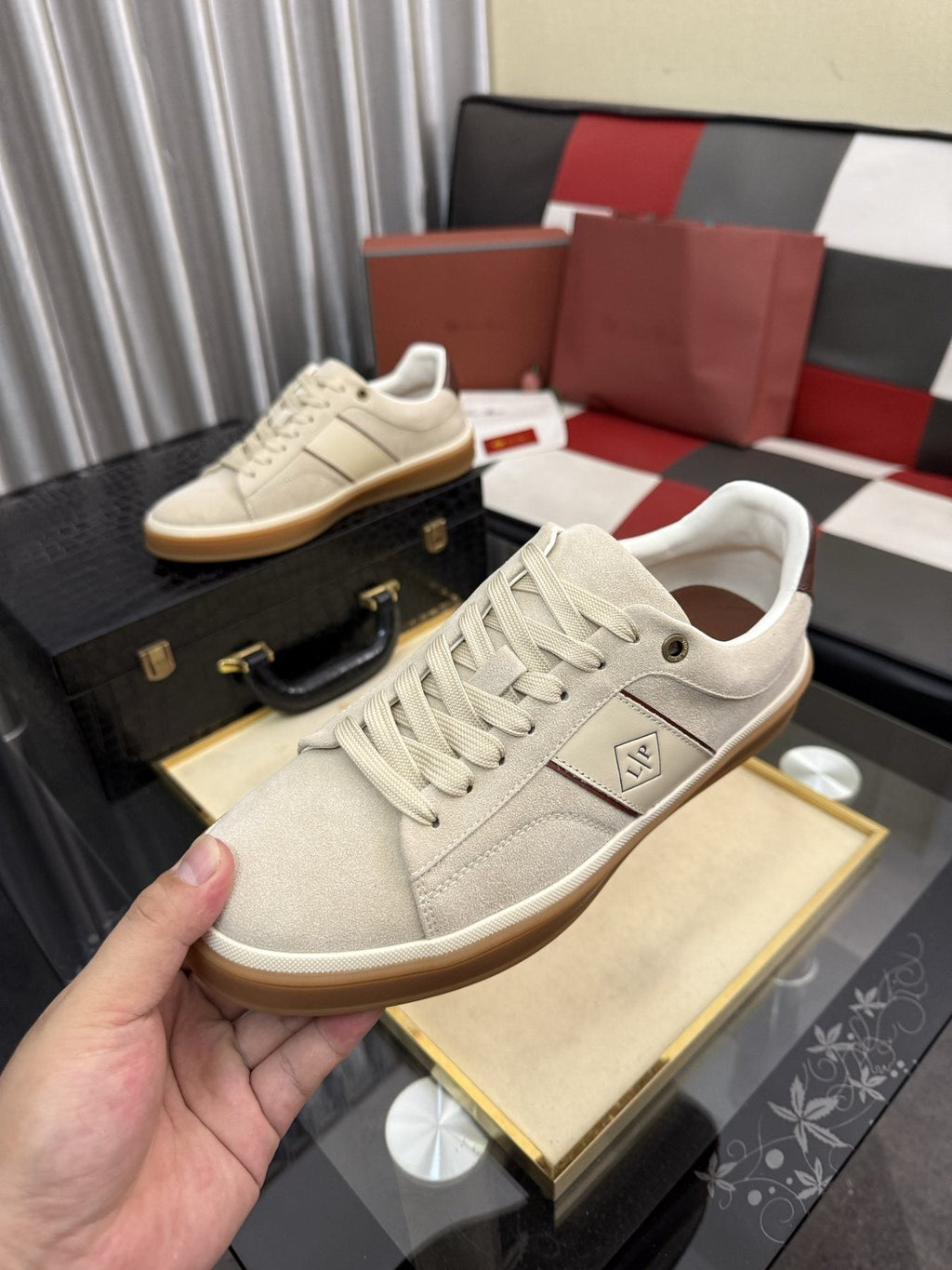 Low-Top Lace-Up Sneakers with Gum Sole