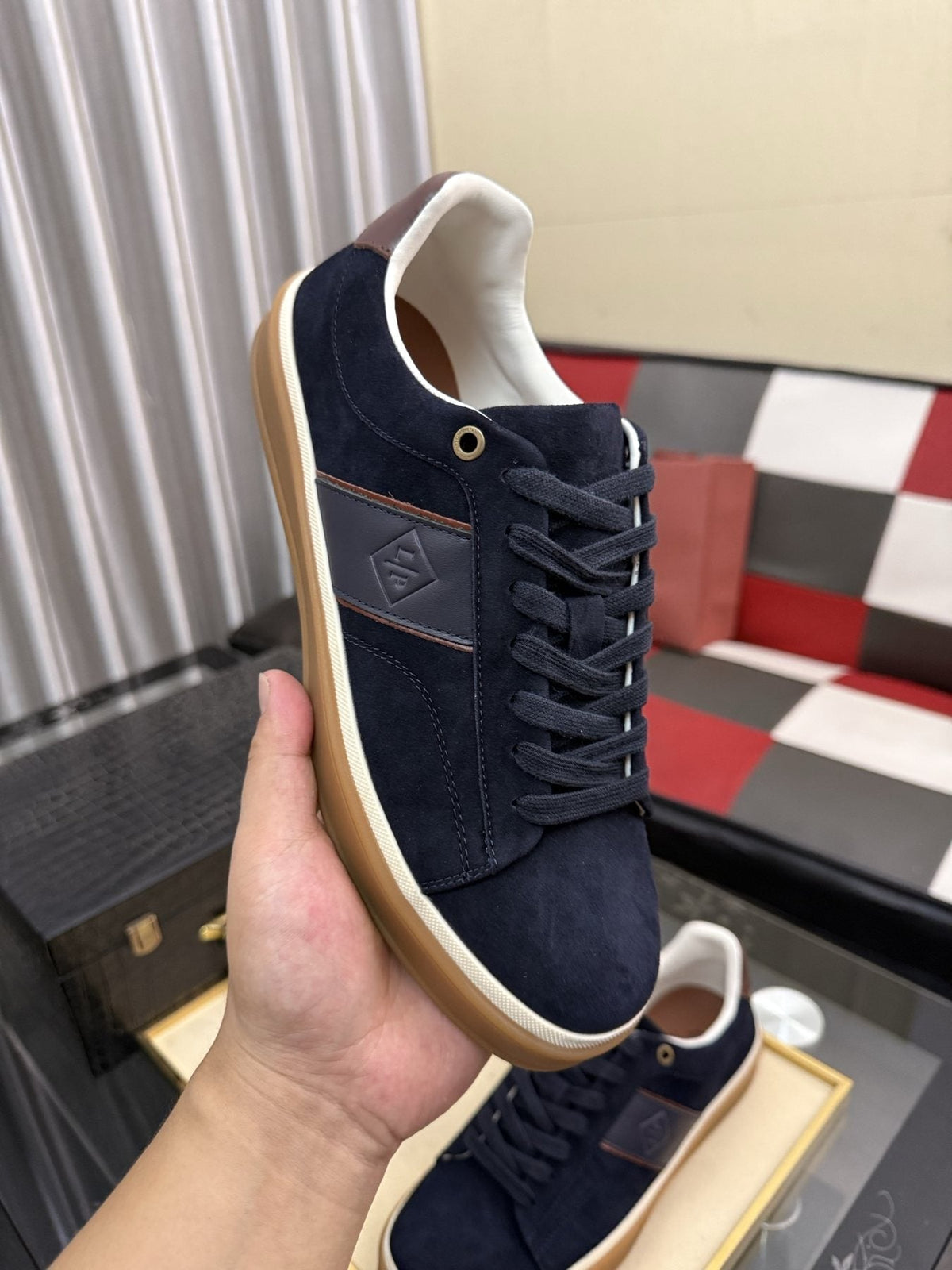 Low-Top Lace-Up Sneakers with Gum Sole