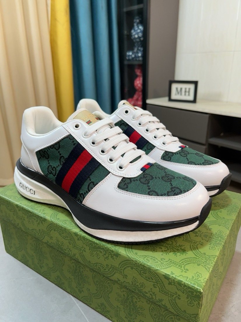 Gucci Patterned Stripe Lace-Up Sneakers