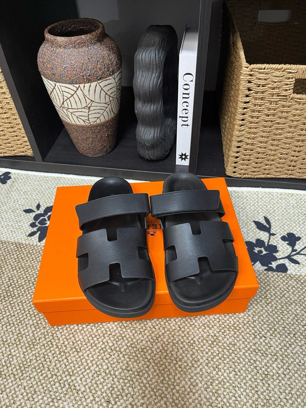 Hermes Men's Cutout Slide Sandals