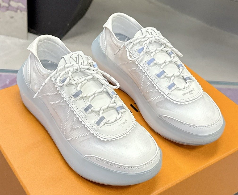 Louis Vuitton Aqua Blue and White Low-Top Sneakers