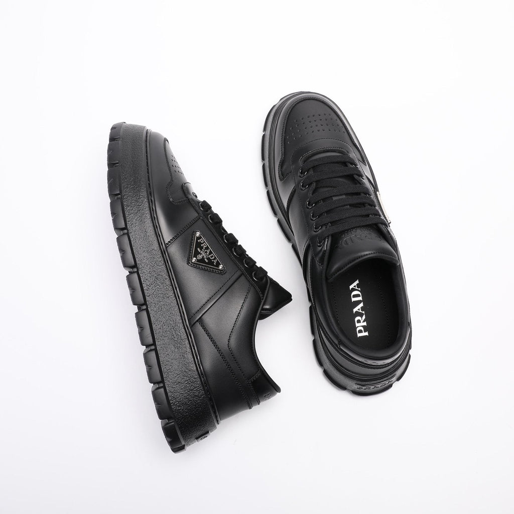 Prada Men's Triangle Plaque Low-Top Sneakers - Textured Lug Outsole