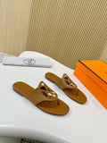 Hermès Brown Cutout Thong Sandals