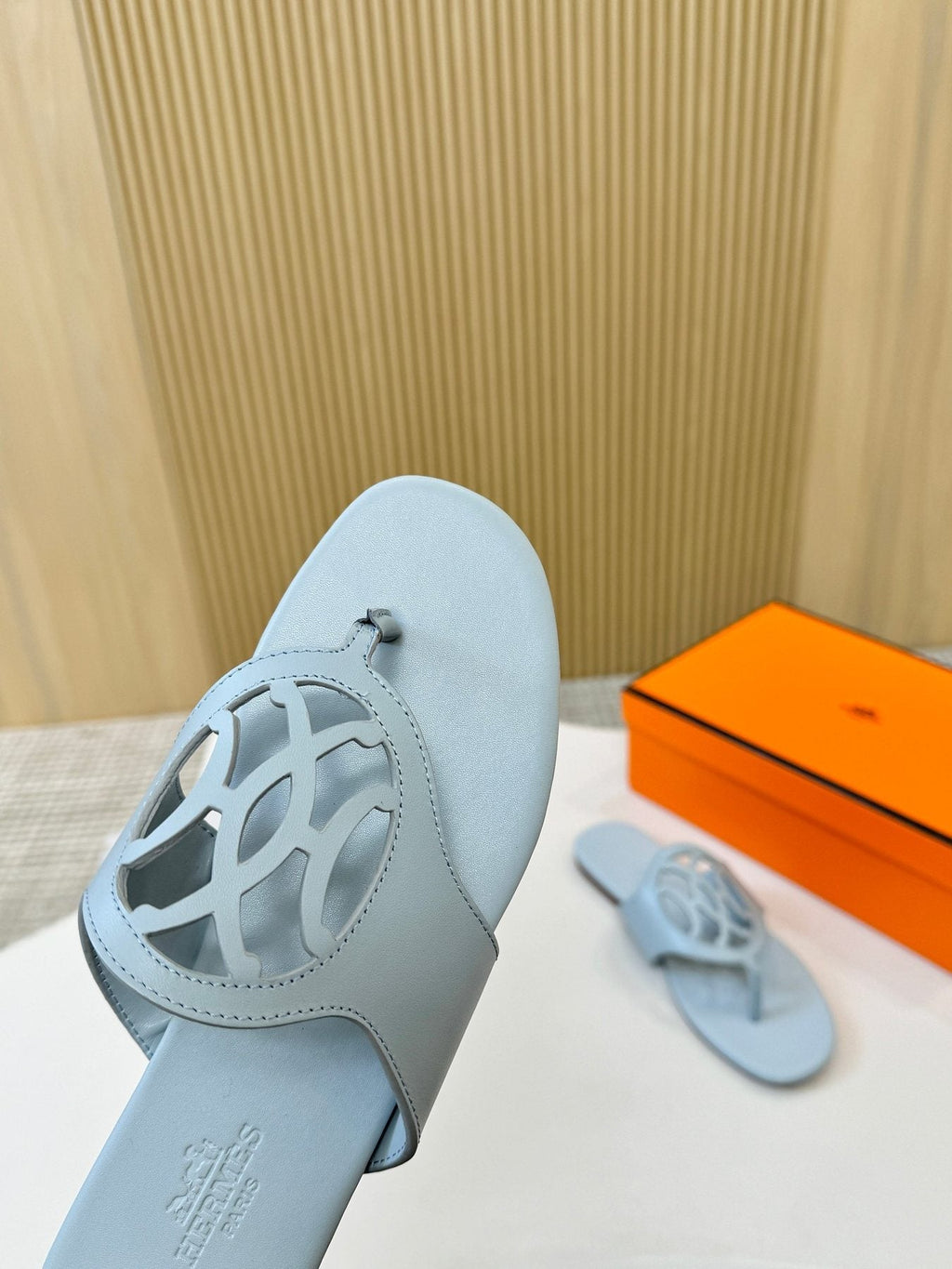 Hermès Brown Cutout Thong Sandals