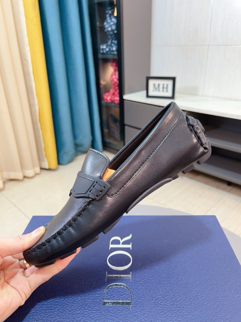 Dior Moc-Toe Logo Plaque Loafers