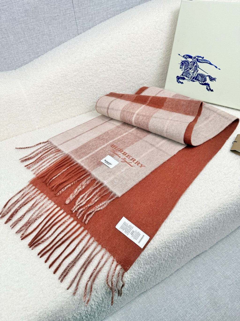 Burberry Double-Sided Plaid Fringe Scarf