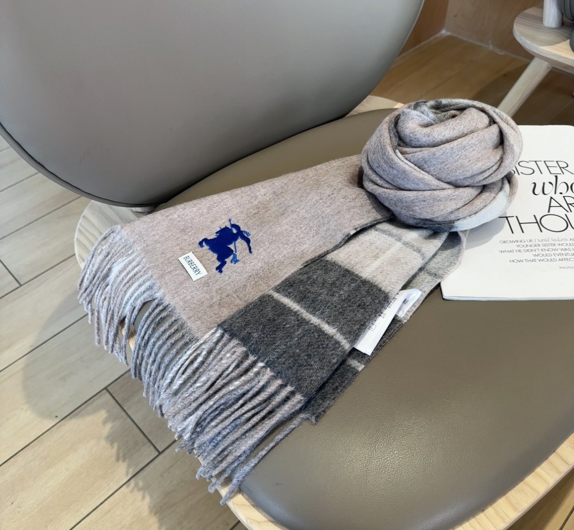 Burberry Reversible Plaid Fringed Scarf