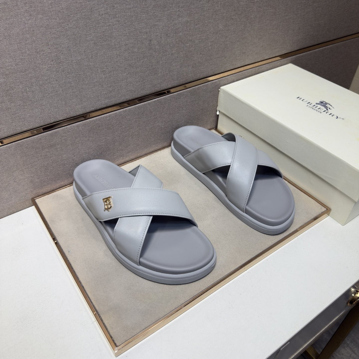 Burberry Men's Cross-Strap Slide Sandals