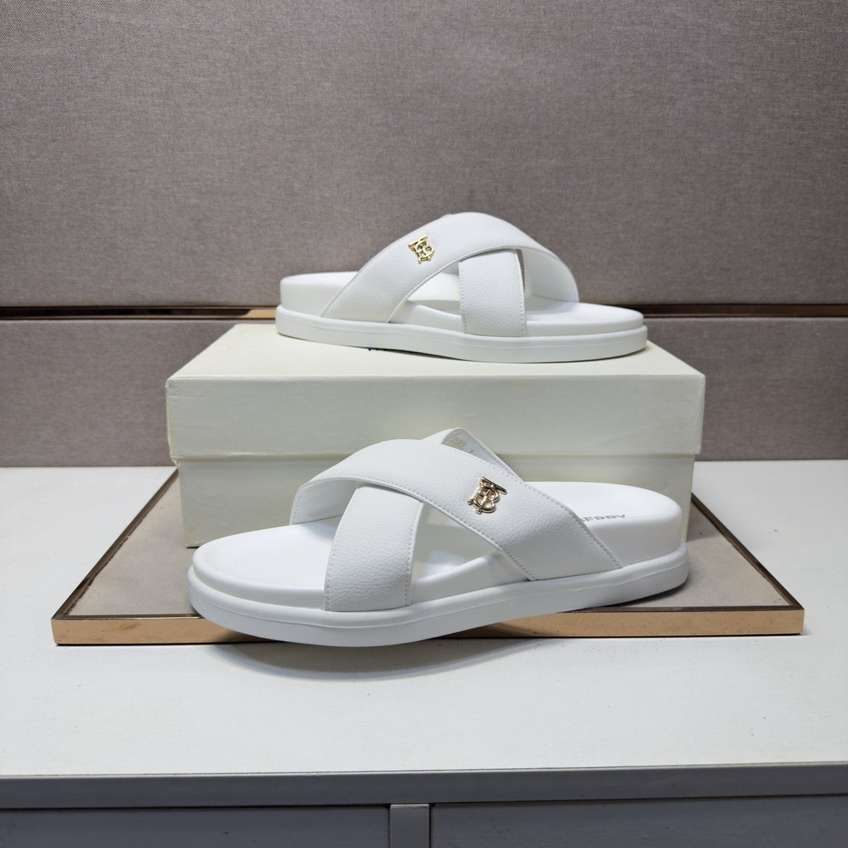Burberry Men's Cross-Strap Slide Sandals