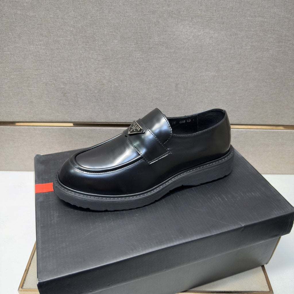 Prada Men's Black Lug Sole Slip-On Shoes
