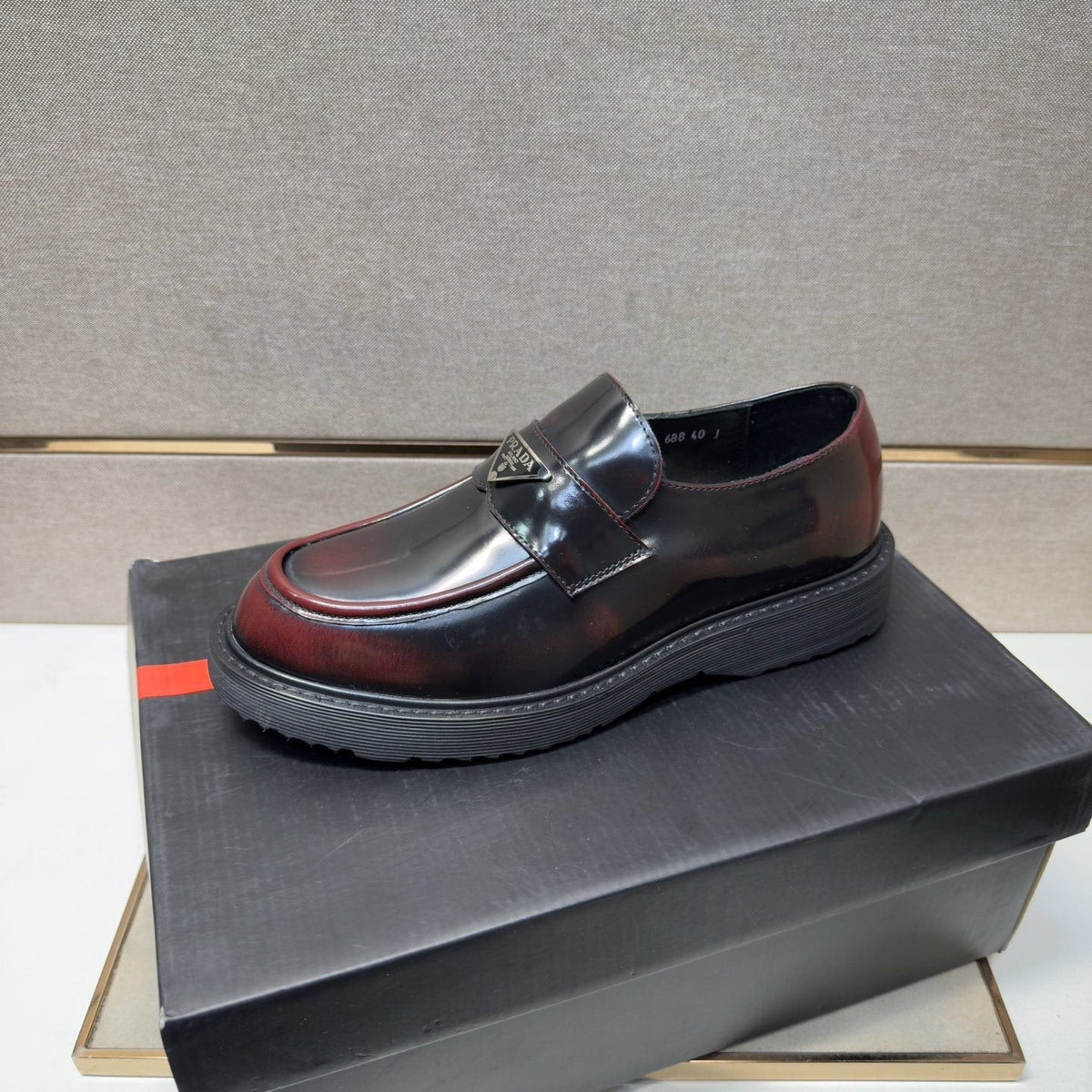 Prada Men's Black Lug Sole Slip-On Shoes