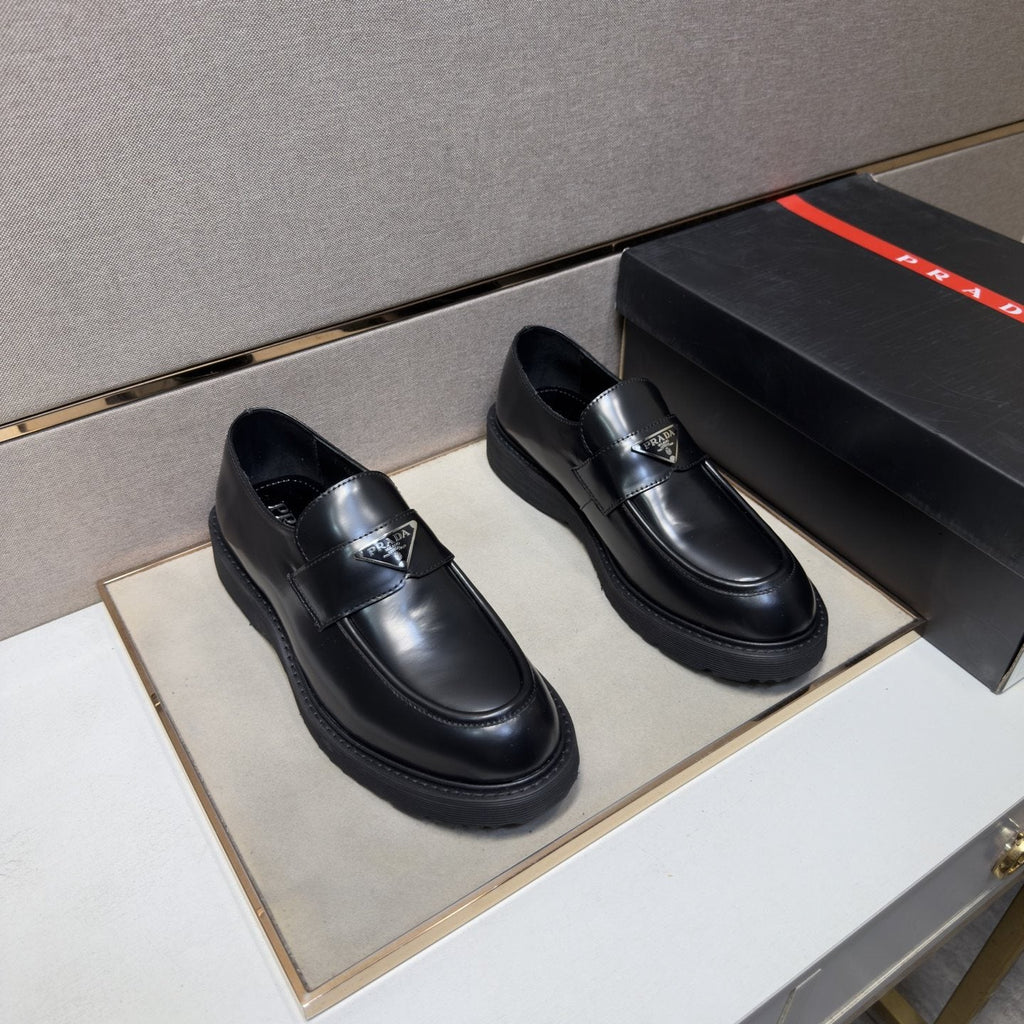 Prada Men's Black Lug Sole Slip-On Shoes