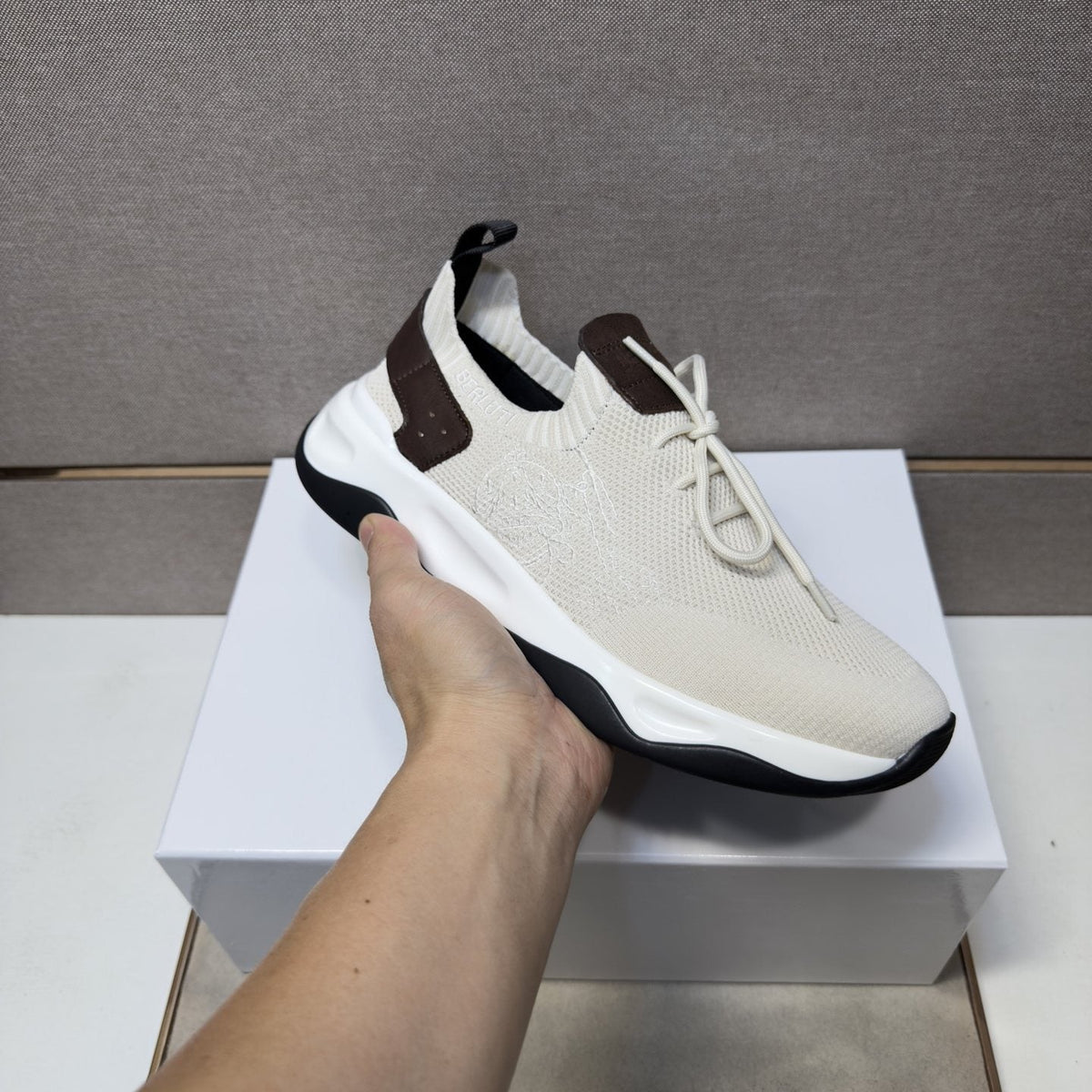 Berluti Mesh-Panel Sculpted-Sole Sneakers