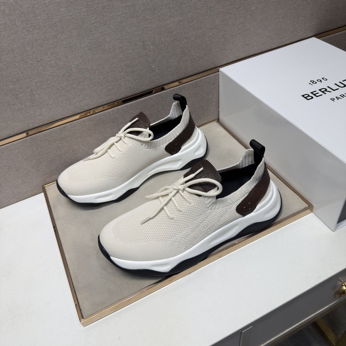 Berluti Mesh-Panel Sculpted-Sole Sneakers