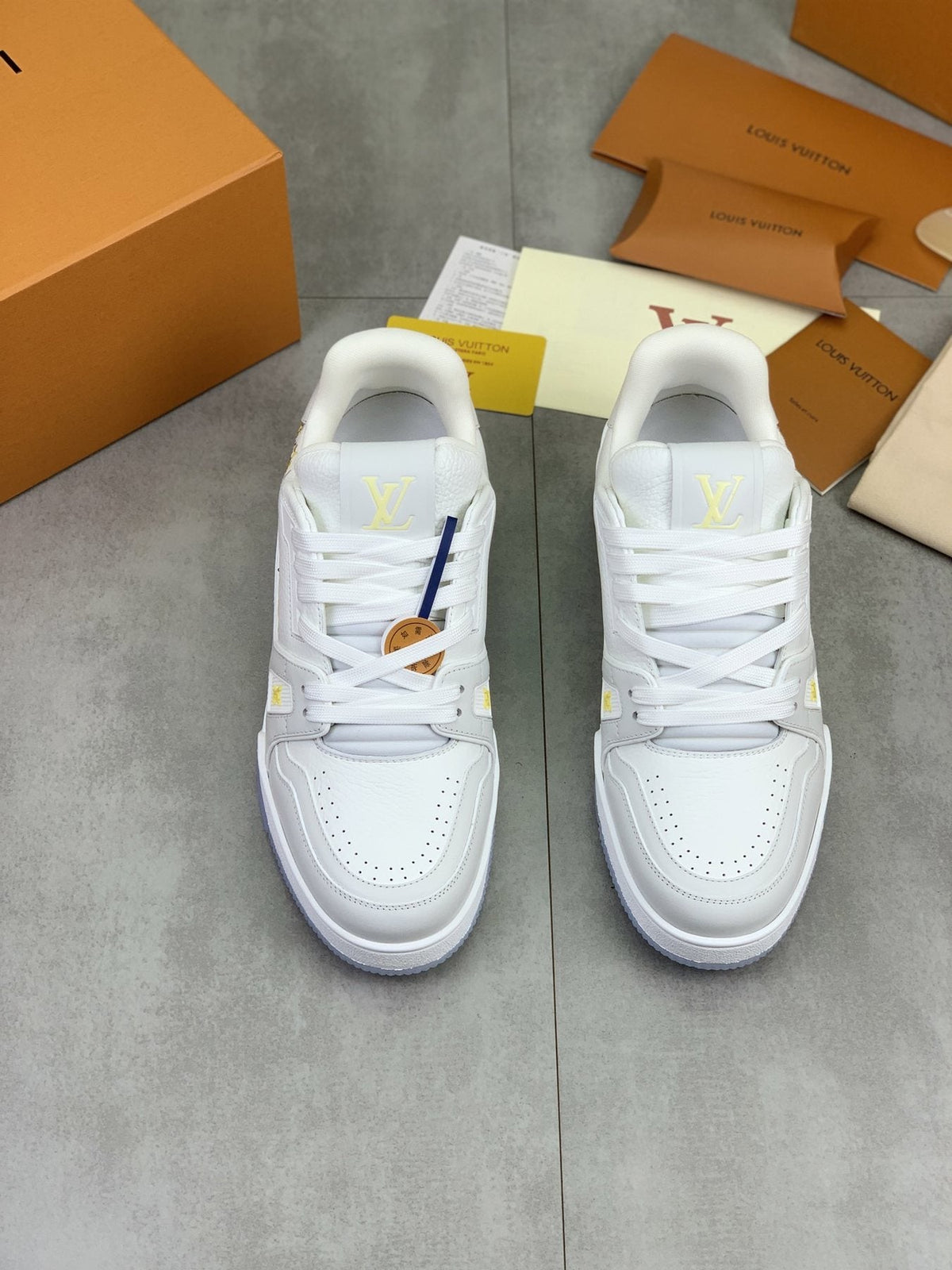 Louis Vuitton Floral Low-Top Sneakers - White, Gray & Yellow