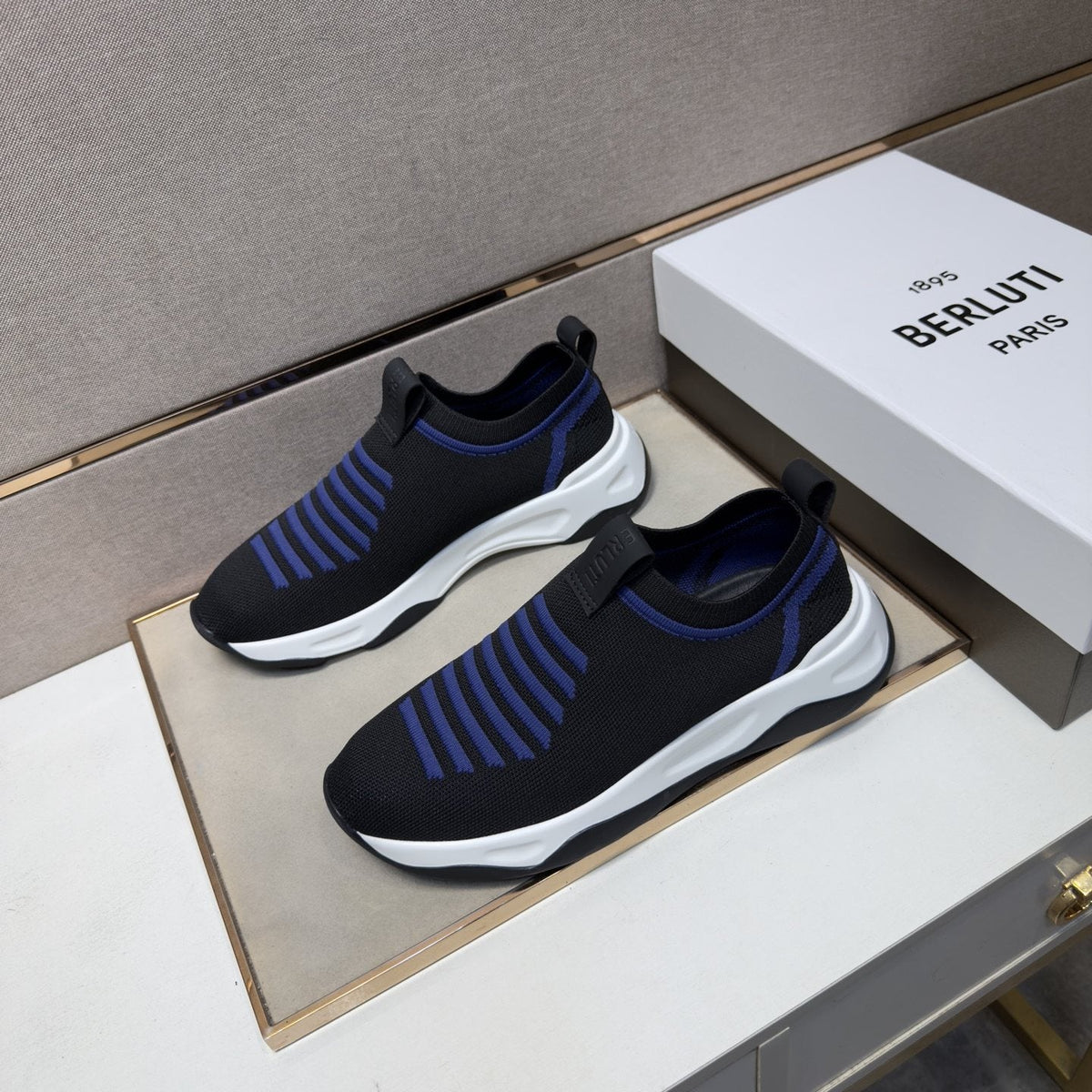 Berluti Men's Ribbed Slip-On Sneakers