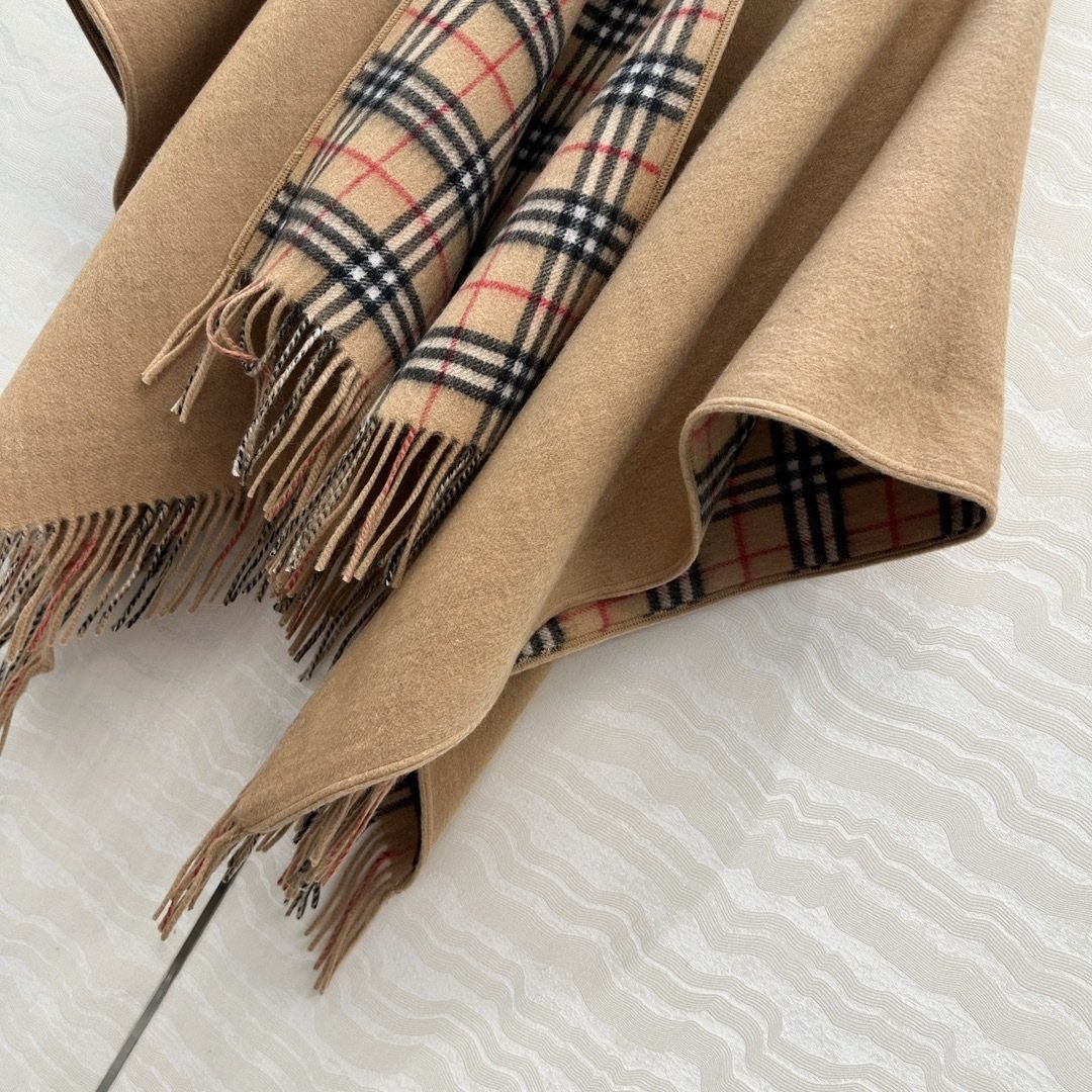 Black Reversible Plaid Fringed Poncho