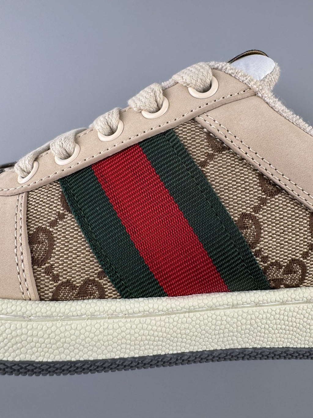 Gucci Beige Web Stripe Sneakers