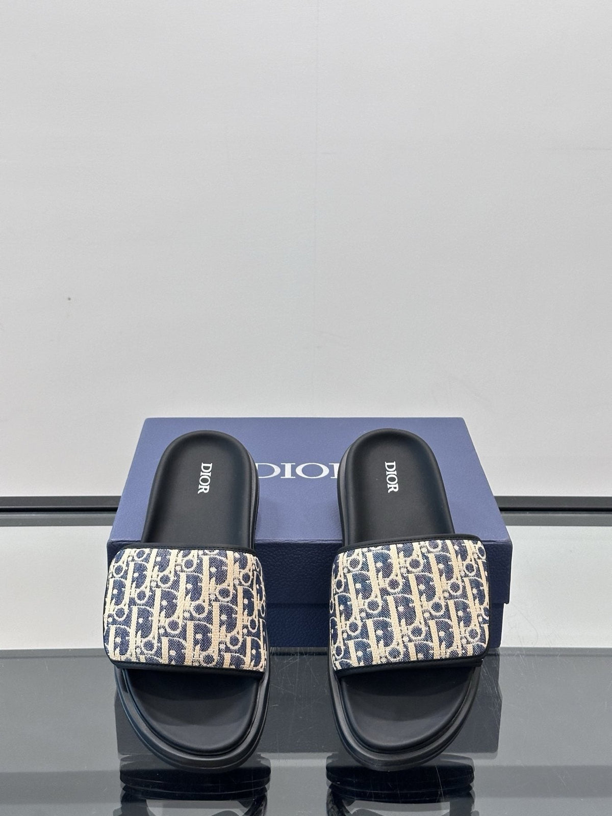 Dior Patterned Strap Slide Sandals - Open Toe And Backless Design
