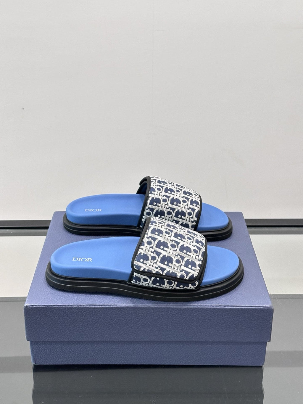 Dior Patterned Strap Slide Sandals - Open Toe And Backless Design