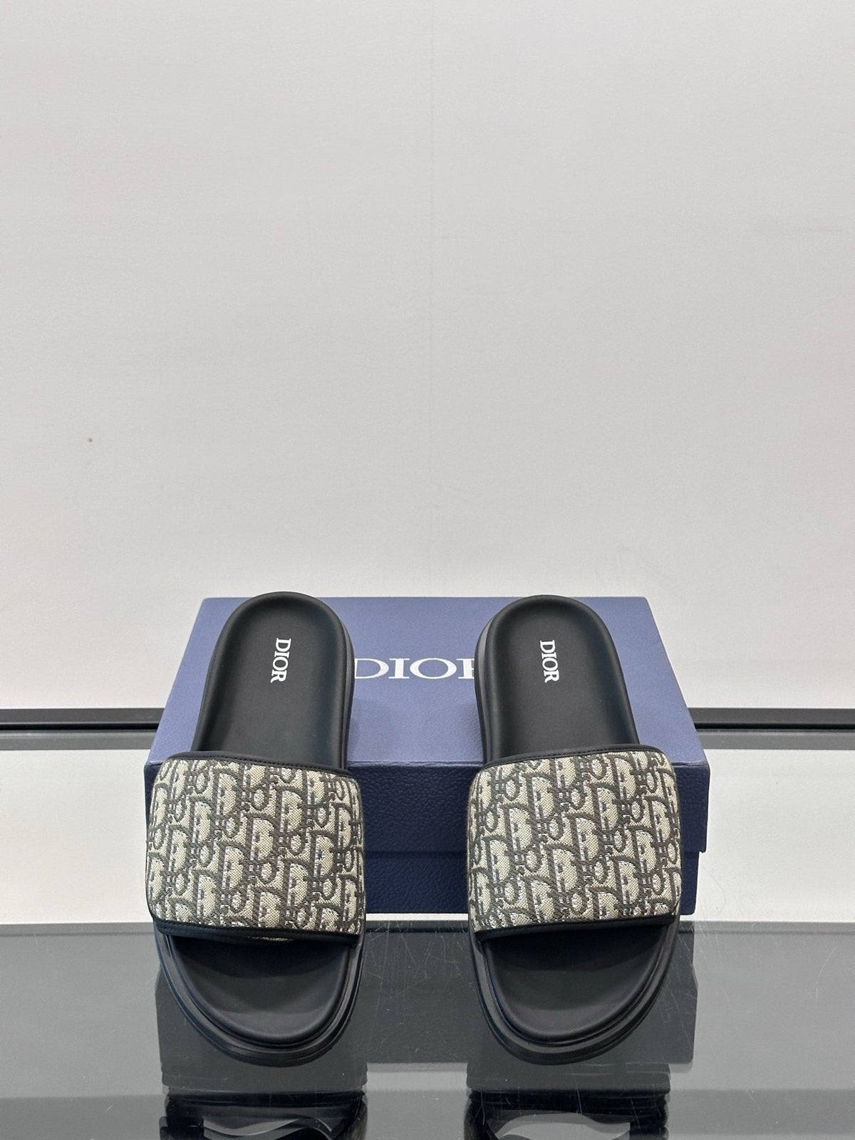 Dior Patterned Strap Slide Sandals - Open Toe And Backless Design