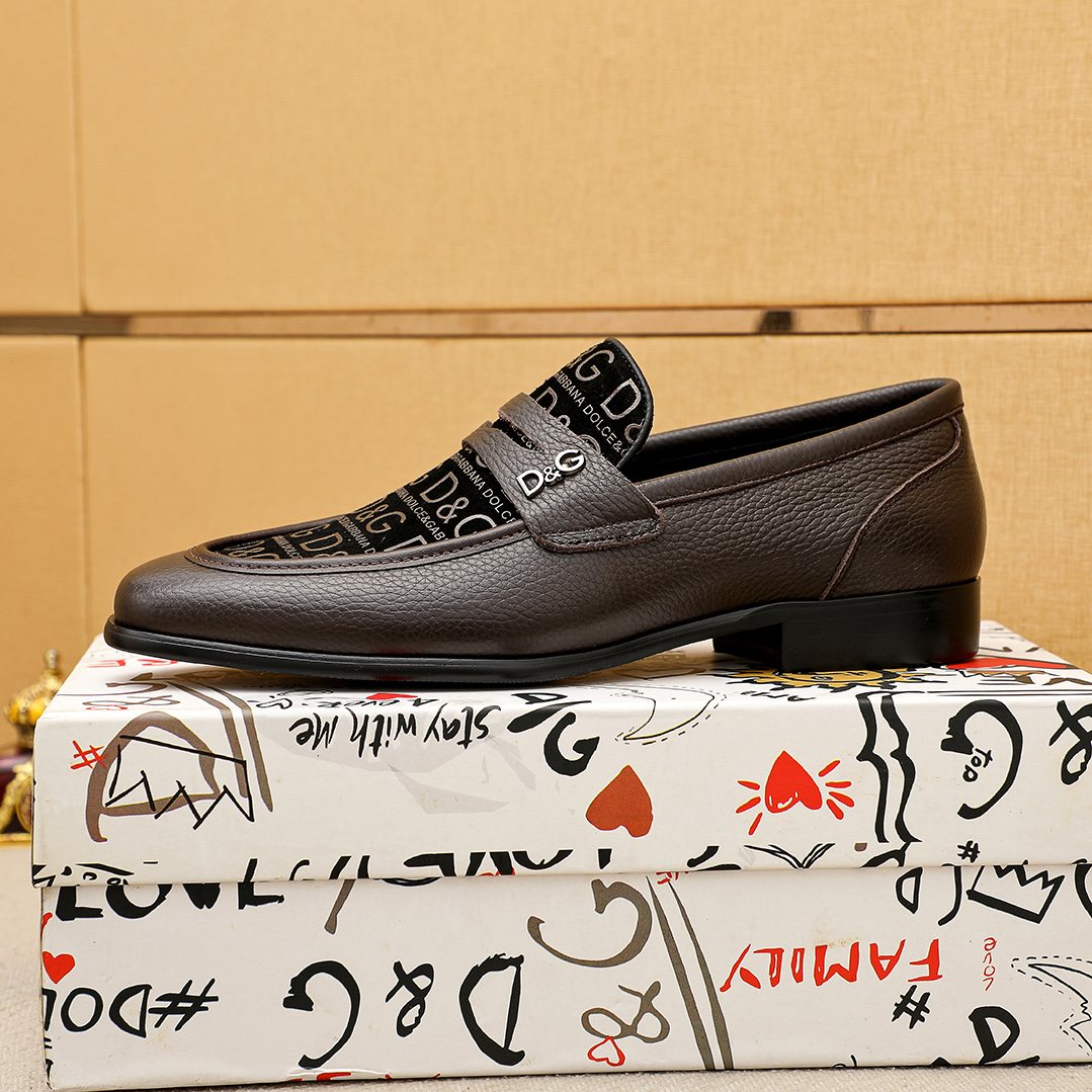 Dolce & Gabbana Text Panel Slip-On Loafers