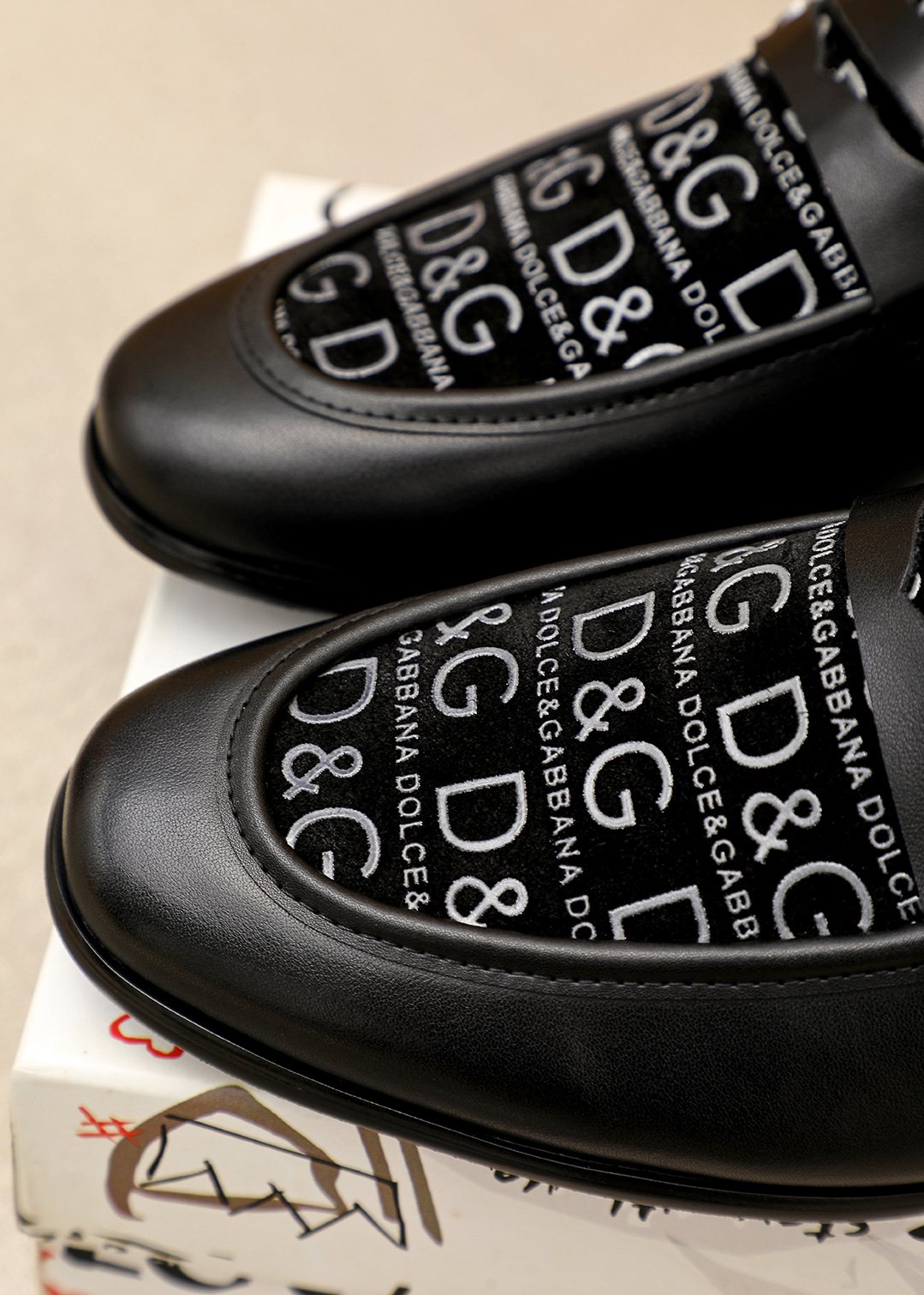 Dolce & Gabbana Text Panel Slip-On Loafers