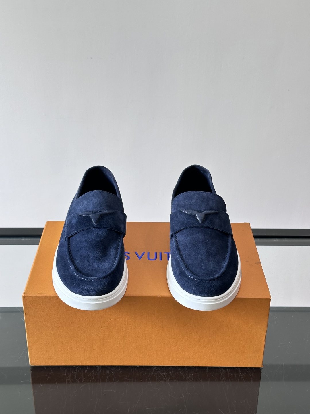 Louis Vuitton Navy Blue Suede Loafers