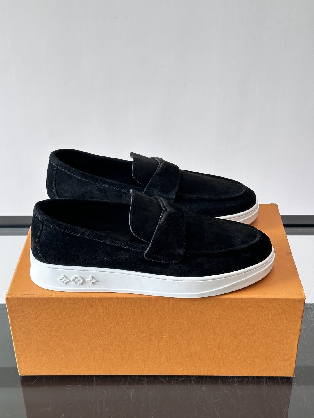 Louis Vuitton Navy Blue Suede Loafers