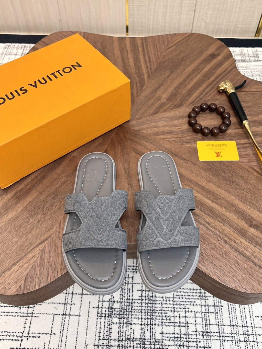 Louis Vuitton Monogram H-Cut Slide Sandals