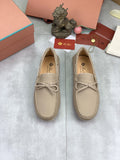 Loro Piana Beige Bow Moccasin Loafers