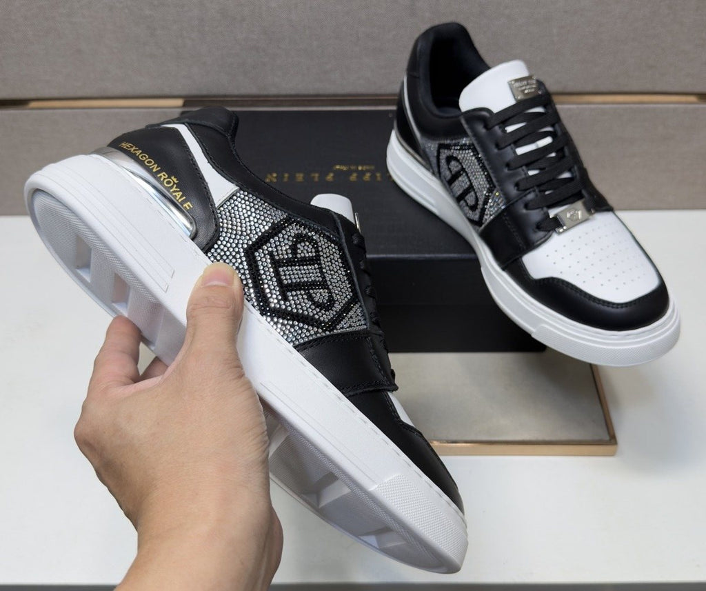 Philipp Plein Black and White Panel Sneakers