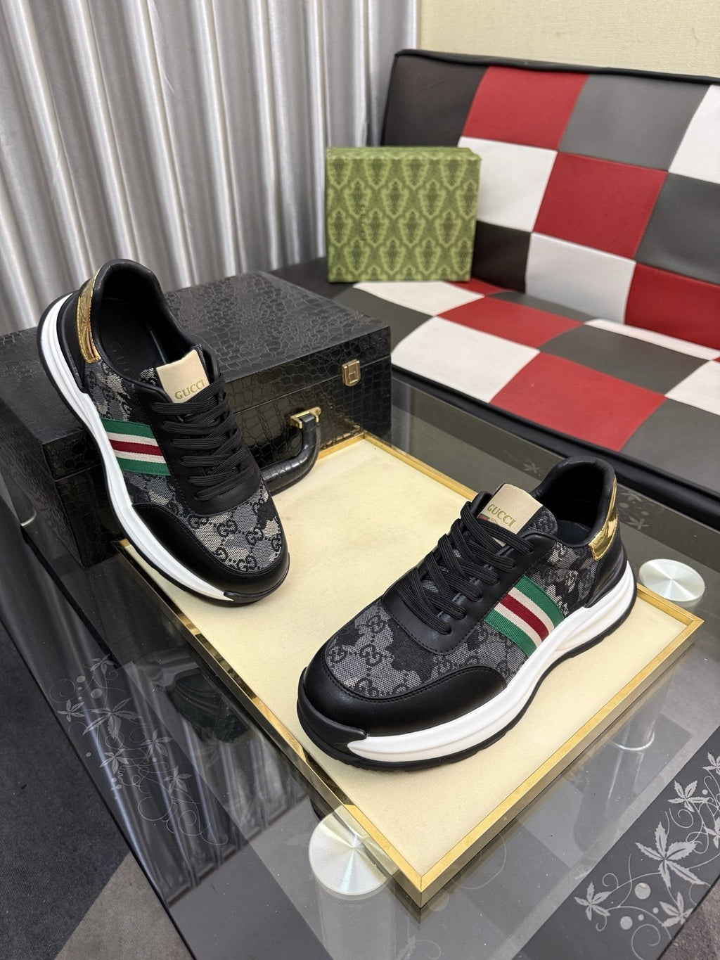 Gucci Monogram Stripe Low-Top Sneakers