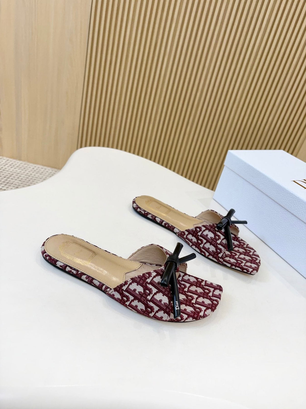 Dior Bow Flat Mule Sandals