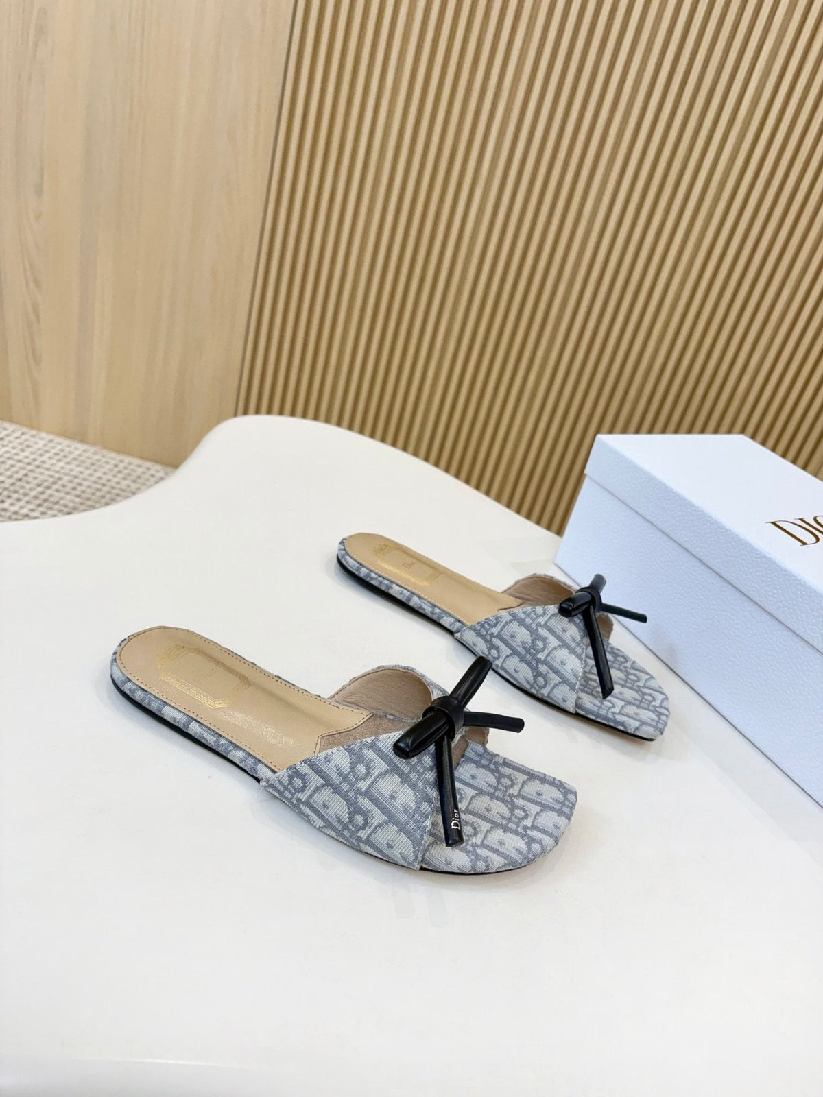 Dior Bow Flat Mule Sandals