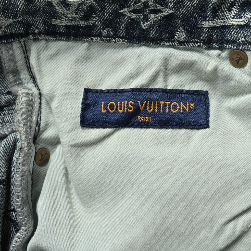Louis Vuitton Heart Leather Patch Monogram Wide-Leg Jeans